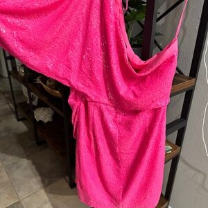 One shoulder sequin mini dress